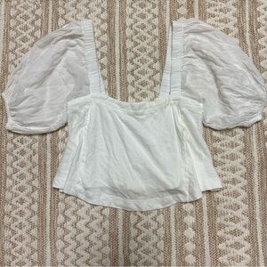 Urban Outfitters Puff Sleeve Square Neck Crop Top White XS Cottagecore Romantic